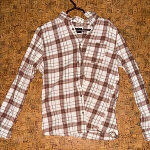 Cotton On Brown and White Plaid Button Down Shirt